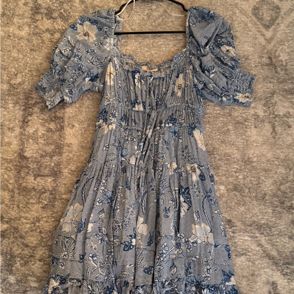 Floral Blue Puff Sleeve Dress